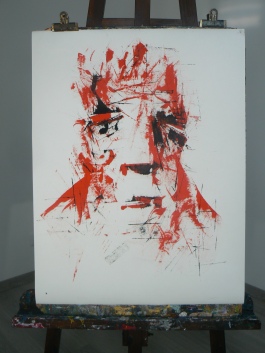 " Rouge Sang " Format 50x65cm Papier ARCHES Peinture à l'huile Août 2017 Théo LEREBOURG